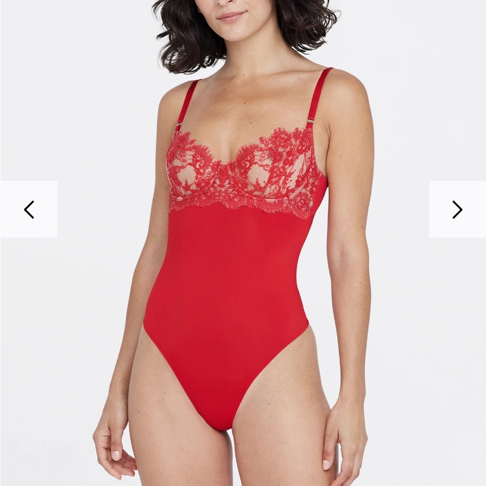 Skarlett Blue NWT “Entice” Red Lace Bodysuit, size M